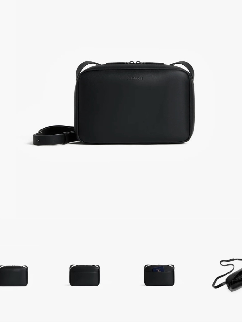 Minimalist Black Leather Crossbody Bag